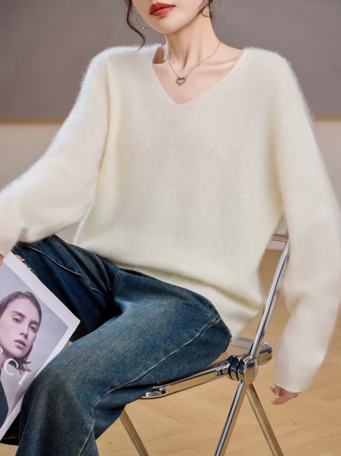 Cashmere Blend V-neck